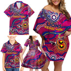Custom NAIDOC Week 2024 Lions Family Matching Off Shoulder Short Dress and Hawaiian Shirt Aboriginal Animals Keep The Fire Burning