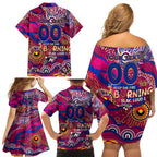 Custom NAIDOC Week 2024 Lions Family Matching Off Shoulder Short Dress and Hawaiian Shirt Aboriginal Animals Keep The Fire Burning