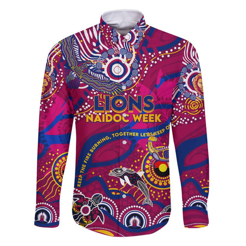 Custom NAIDOC Week 2024 Lions Family Matching Off Shoulder Short Dress and Hawaiian Shirt Aboriginal Animals Keep The Fire Burning