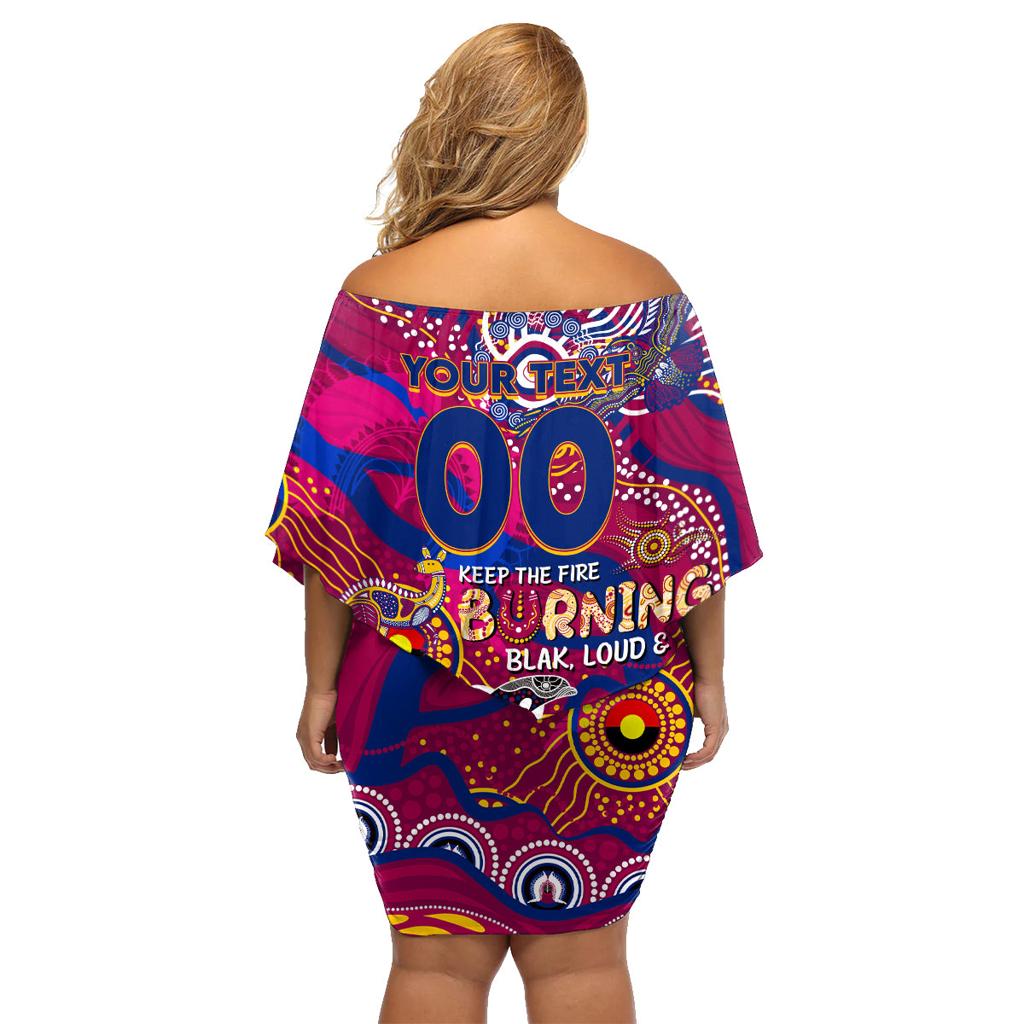 Custom NAIDOC Week 2024 Lions Family Matching Off Shoulder Short Dress and Hawaiian Shirt Aboriginal Animals Keep The Fire Burning