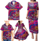 Custom NAIDOC Week 2024 Lions Family Matching Puletasi and Hawaiian Shirt Aboriginal Animals Keep The Fire Burning