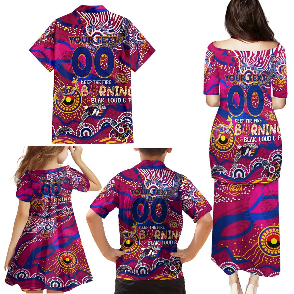 Custom NAIDOC Week 2024 Lions Family Matching Puletasi and Hawaiian Shirt Aboriginal Animals Keep The Fire Burning