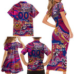 Custom NAIDOC Week 2024 Lions Family Matching Short Sleeve Bodycon Dress and Hawaiian Shirt Aboriginal Animals Keep The Fire Burning