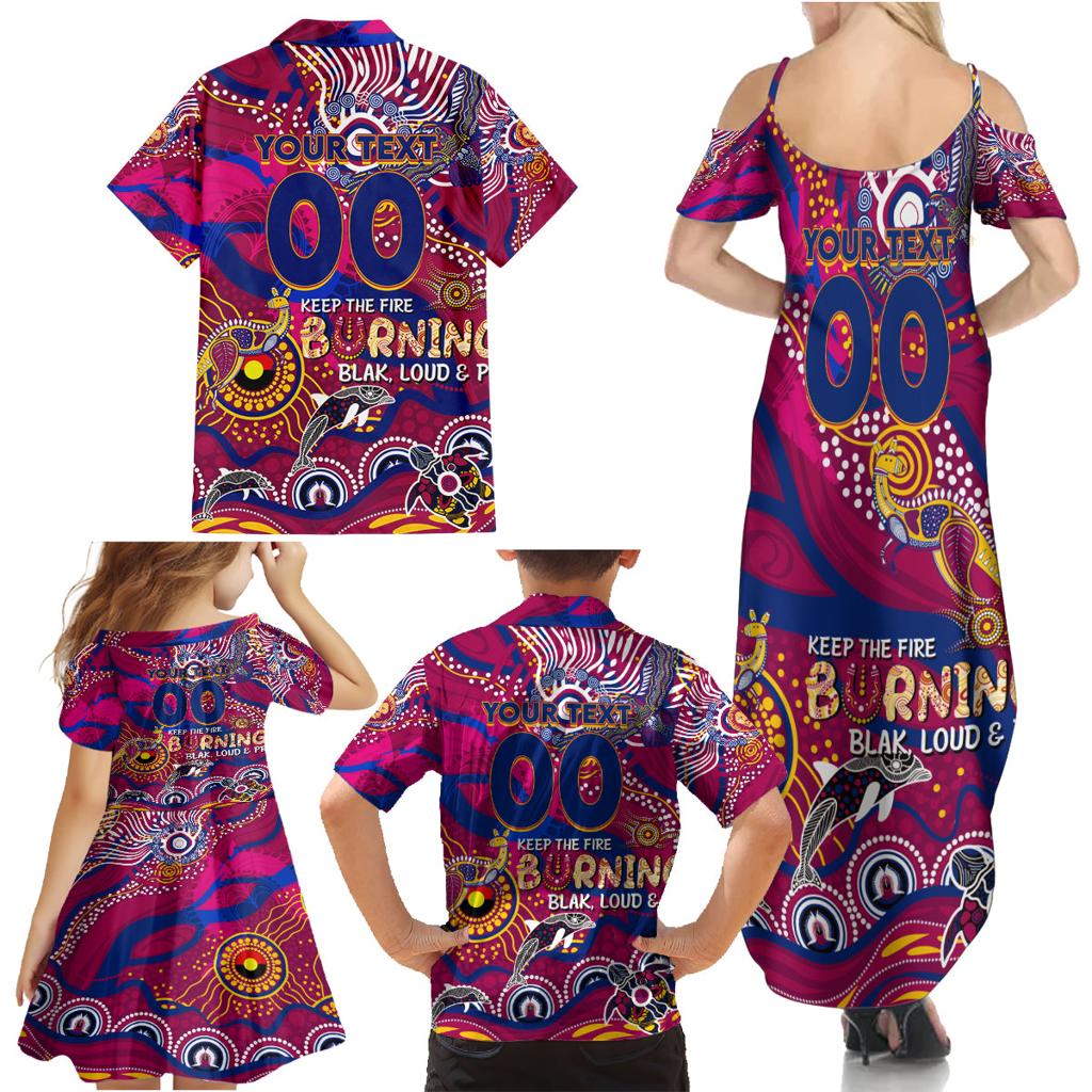 Custom NAIDOC Week 2024 Lions Family Matching Summer Maxi Dress and Hawaiian Shirt Aboriginal Animals Keep The Fire Burning