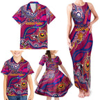 Custom NAIDOC Week 2024 Lions Family Matching Tank Maxi Dress and Hawaiian Shirt Aboriginal Animals Keep The Fire Burning