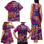 Custom NAIDOC Week 2024 Lions Family Matching Tank Maxi Dress and Hawaiian Shirt Aboriginal Animals Keep The Fire Burning