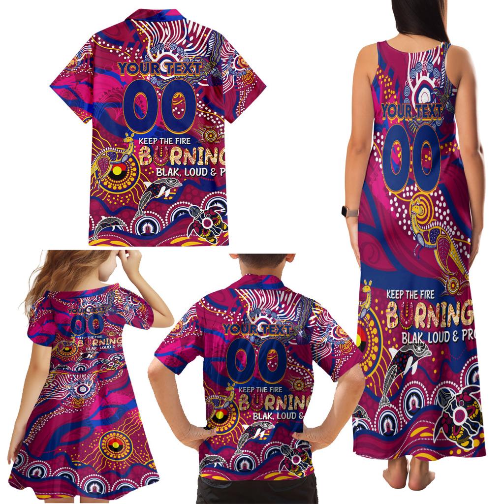 Custom NAIDOC Week 2024 Lions Family Matching Tank Maxi Dress and Hawaiian Shirt Aboriginal Animals Keep The Fire Burning