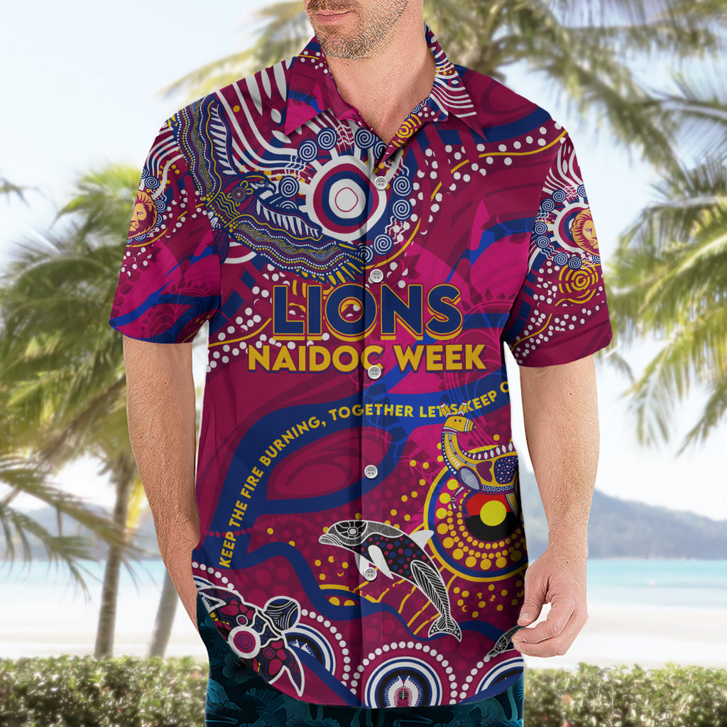 Custom NAIDOC Week 2024 Lions Hawaiian Shirt Aboriginal Animals Keep The Fire Burning