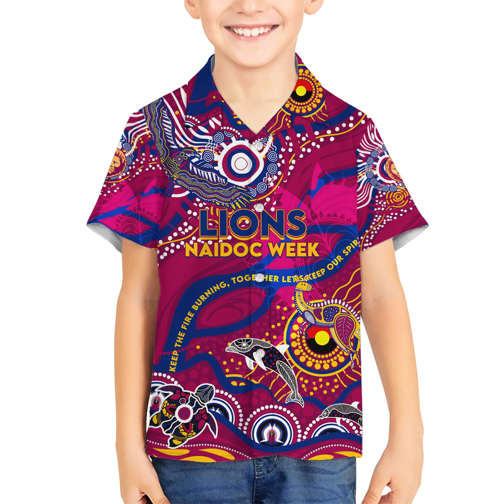 Custom NAIDOC Week 2024 Lions Hawaiian Shirt Aboriginal Animals Keep The Fire Burning
