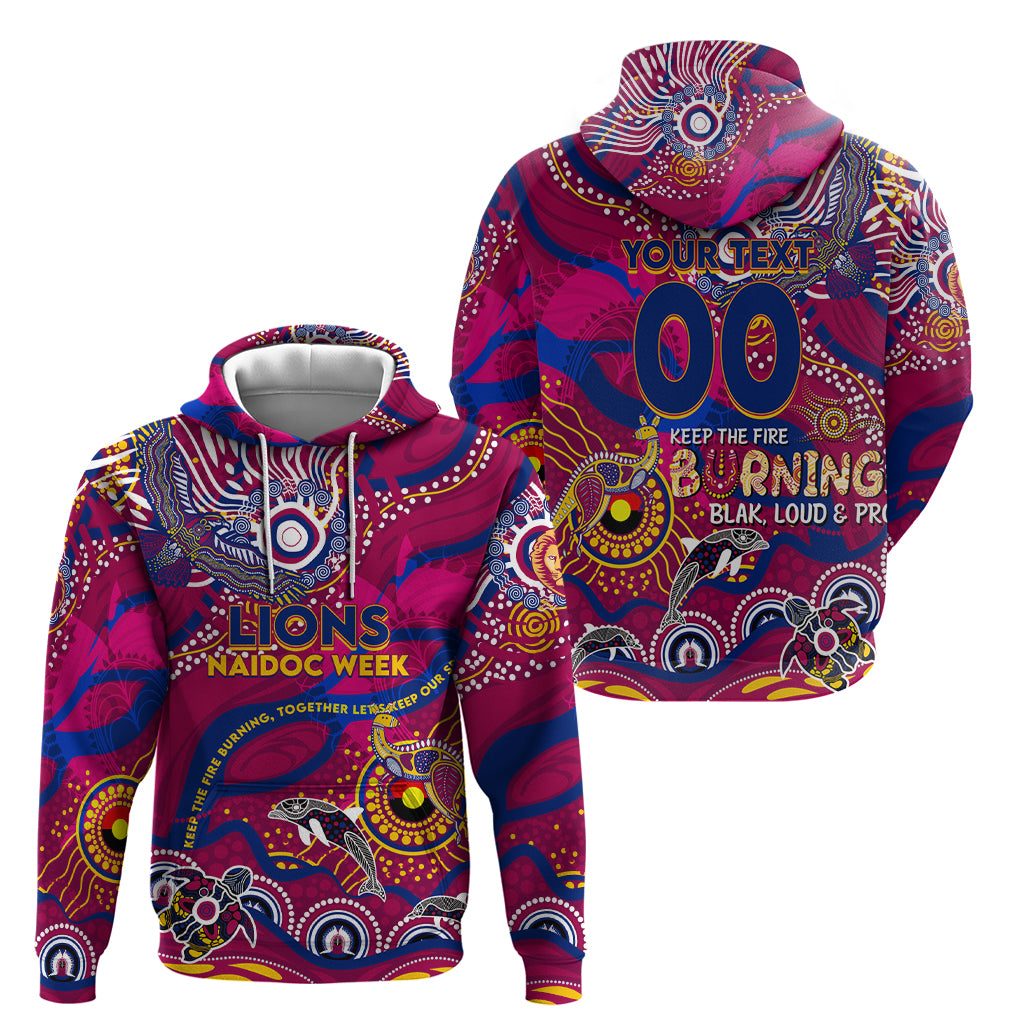 Custom NAIDOC Week 2024 Lions Hoodie Aboriginal Animals Keep The Fire Burning