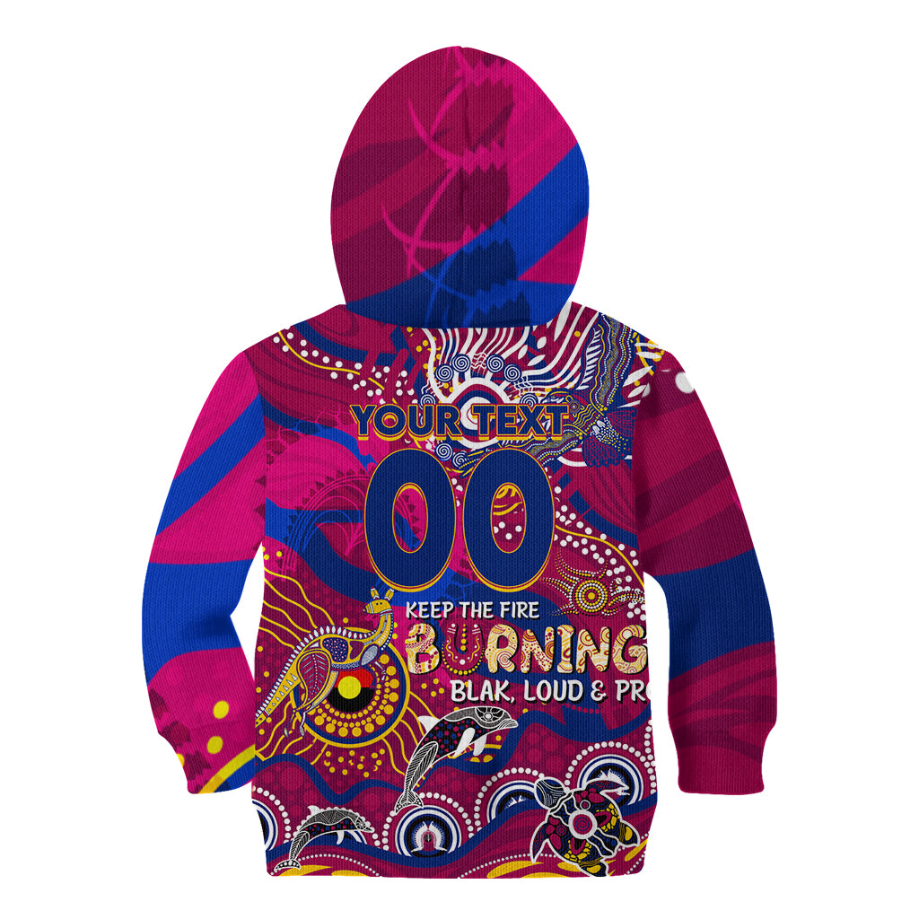 Custom NAIDOC Week 2024 Lions Kid Hoodie Aboriginal Animals Keep The Fire Burning