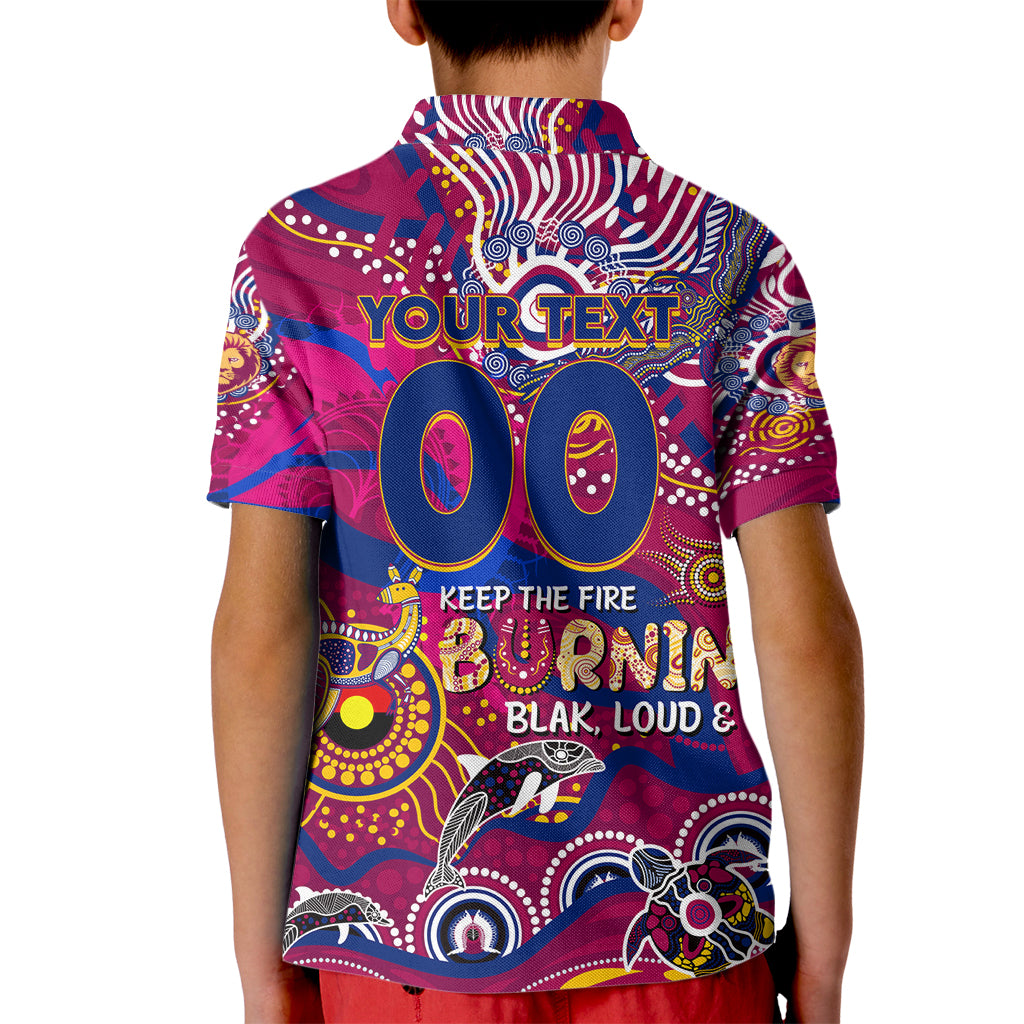 Custom NAIDOC Week 2024 Lions Kid Polo Shirt Aboriginal Animals Keep The Fire Burning