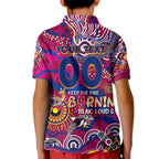 Custom NAIDOC Week 2024 Lions Kid Polo Shirt Aboriginal Animals Keep The Fire Burning