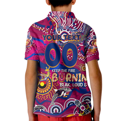 Custom NAIDOC Week 2024 Lions Kid Polo Shirt Aboriginal Animals Keep The Fire Burning