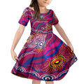 Custom NAIDOC Week 2024 Lions Kid Short Sleeve Dress Aboriginal Animals Keep The Fire Burning