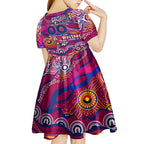 Custom NAIDOC Week 2024 Lions Kid Short Sleeve Dress Aboriginal Animals Keep The Fire Burning