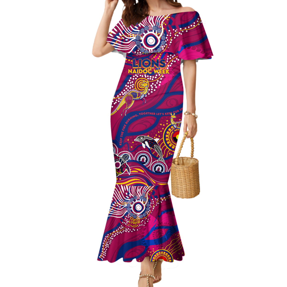 Custom NAIDOC Week 2024 Lions Mermaid Dress Aboriginal Animals Keep The Fire Burning