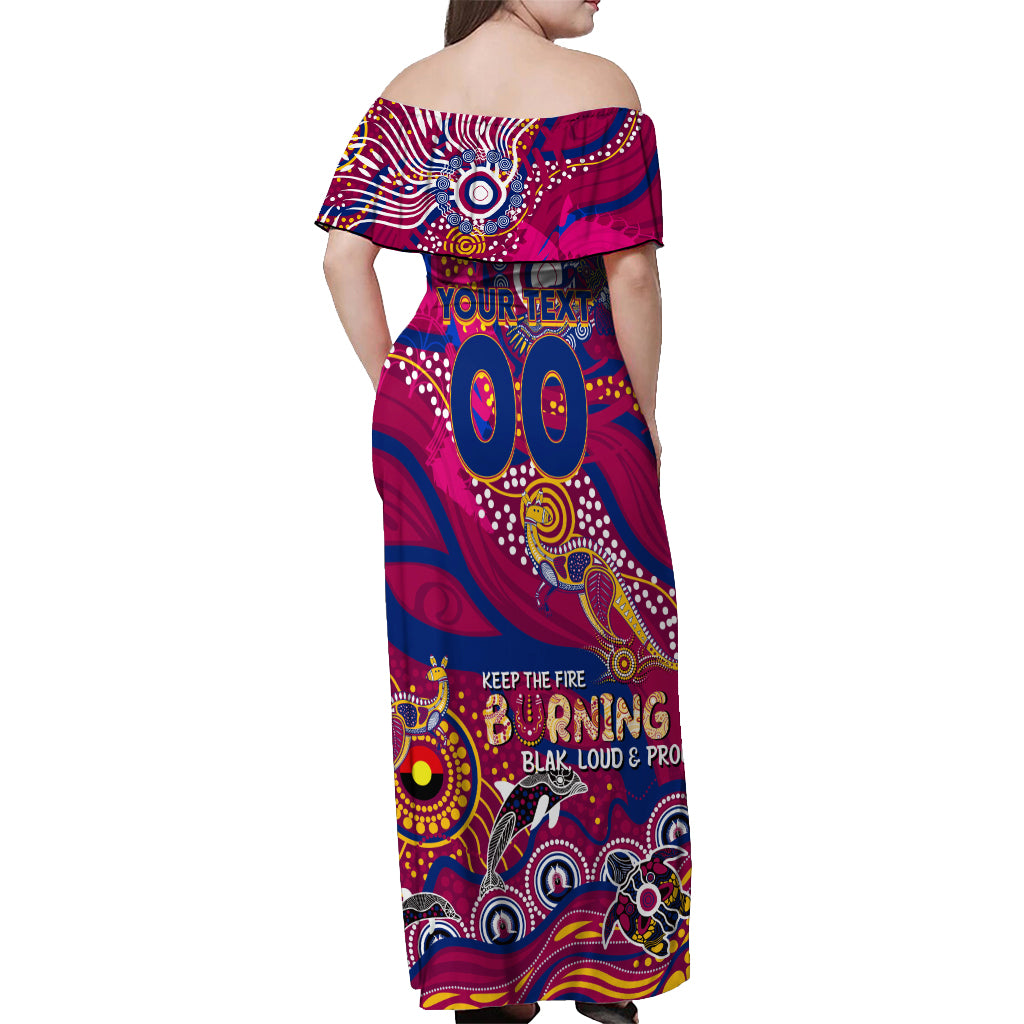 Custom NAIDOC Week 2024 Lions Off Shoulder Maxi Dress Aboriginal Animals Keep The Fire Burning