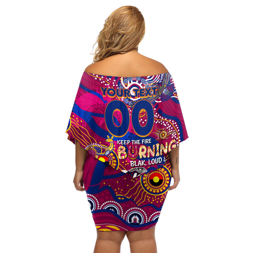 Custom NAIDOC Week 2024 Lions Off Shoulder Short Dress Aboriginal Animals Keep The Fire Burning