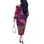 Custom NAIDOC Week 2024 Lions Off The Shoulder Long Sleeve Dress Aboriginal Animals Keep The Fire Burning