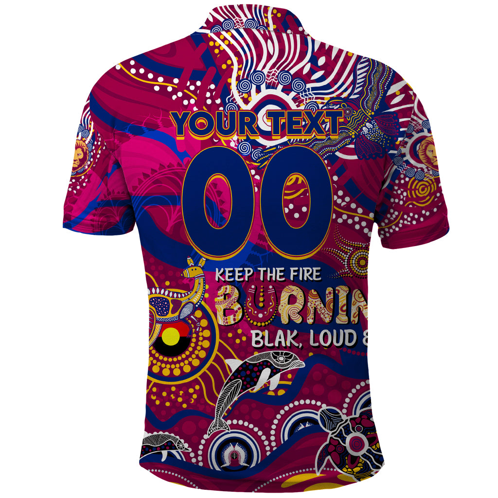 Custom NAIDOC Week 2024 Lions Polo Shirt Aboriginal Animals Keep The Fire Burning