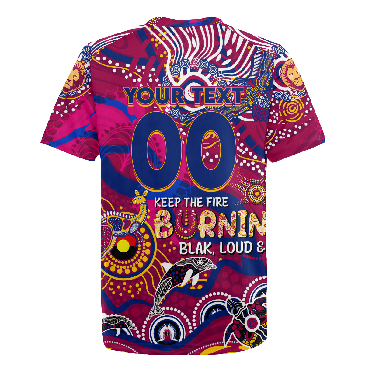 Custom NAIDOC Week 2024 Lions Rugby Jersey Aboriginal Animals Keep The Fire Burning