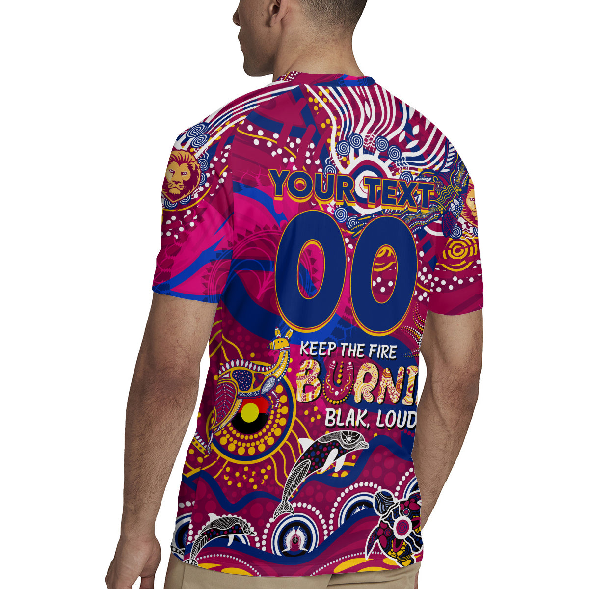 Custom NAIDOC Week 2024 Lions Rugby Jersey Aboriginal Animals Keep The Fire Burning