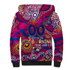 Custom NAIDOC Week 2024 Lions Sherpa Hoodie Aboriginal Animals Keep The Fire Burning