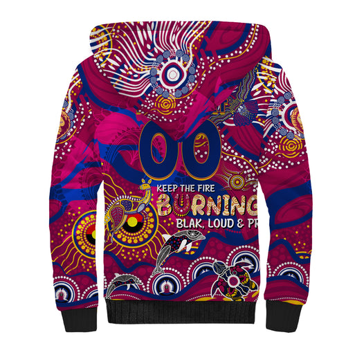 Custom NAIDOC Week 2024 Lions Sherpa Hoodie Aboriginal Animals Keep The Fire Burning