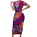 Custom NAIDOC Week 2024 Lions Short Sleeve Bodycon Dress Aboriginal Animals Keep The Fire Burning
