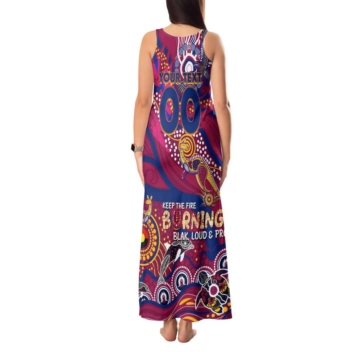 Custom NAIDOC Week 2024 Lions Tank Maxi Dress Aboriginal Animals Keep The Fire Burning