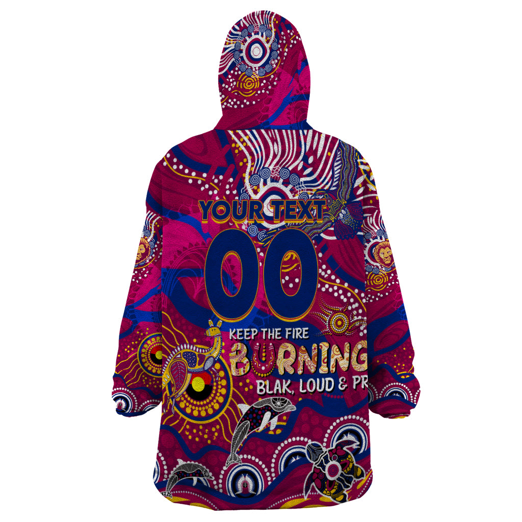 Custom NAIDOC Week 2024 Lions Wearable Blanket Hoodie Aboriginal Animals Keep The Fire Burning