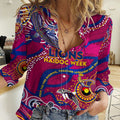 Custom NAIDOC Week 2024 Lions Women Casual Shirt Aboriginal Animals Keep The Fire Burning