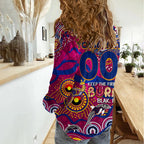 Custom NAIDOC Week 2024 Lions Women Casual Shirt Aboriginal Animals Keep The Fire Burning