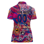 Custom NAIDOC Week 2024 Lions Women Polo Shirt Aboriginal Animals Keep The Fire Burning