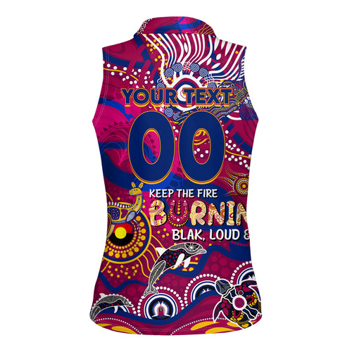 Custom NAIDOC Week 2024 Lions Women Sleeveless Polo Shirt Aboriginal Animals Keep The Fire Burning
