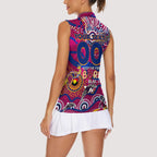 Custom NAIDOC Week 2024 Lions Women Sleeveless Polo Shirt Aboriginal Animals Keep The Fire Burning