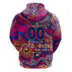 Custom NAIDOC Week 2024 Lions Zip Hoodie Aboriginal Animals Keep The Fire Burning