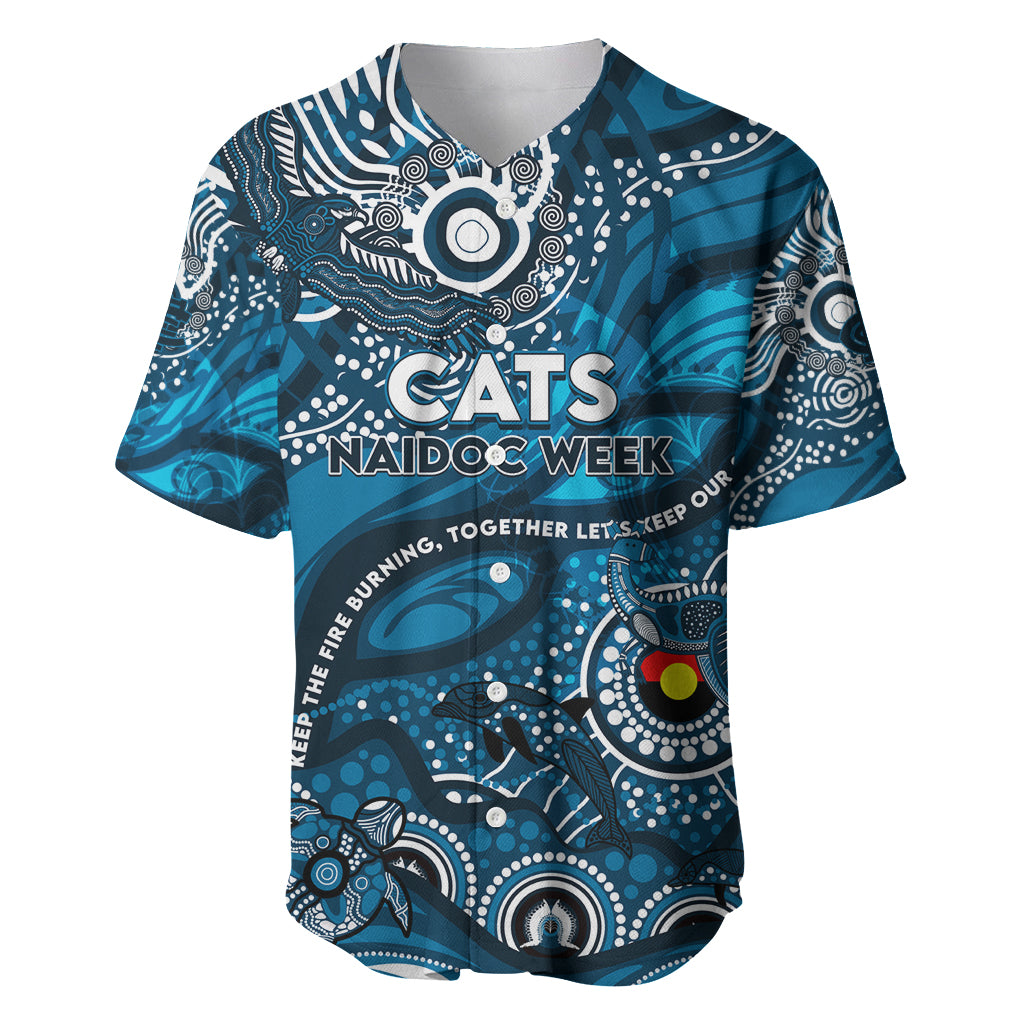 Custom NAIDOC Week 2024 Blues Baseball Jersey Aboriginal Animals Keep The Fire Burning