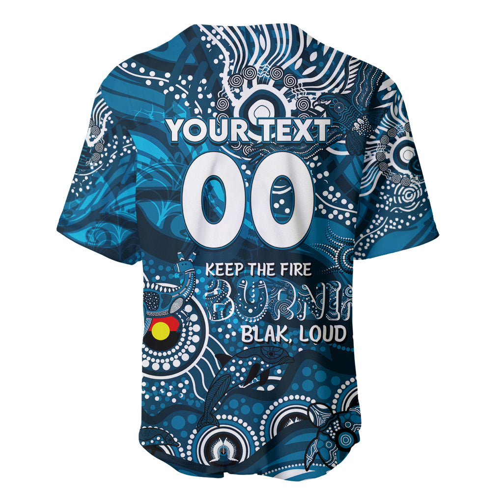 Custom NAIDOC Week 2024 Blues Baseball Jersey Aboriginal Animals Keep The Fire Burning