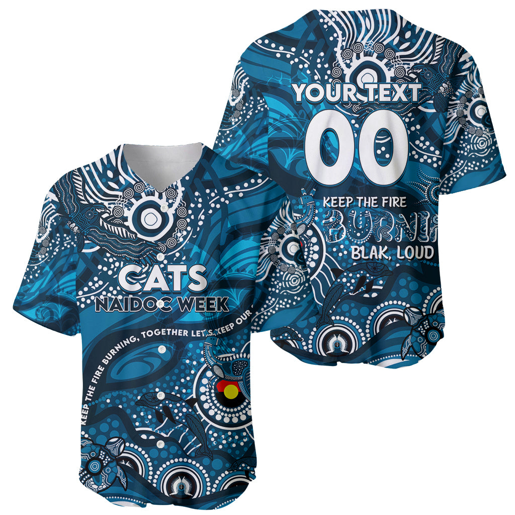 Custom NAIDOC Week 2024 Blues Baseball Jersey Aboriginal Animals Keep The Fire Burning