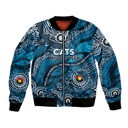 Custom NAIDOC Week 2024 Blues Bomber Jacket Aboriginal Animals Keep The Fire Burning