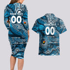 Custom NAIDOC Week 2024 Blues Couples Matching Long Sleeve Bodycon Dress and Hawaiian Shirt Aboriginal Animals Keep The Fire Burning