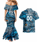 Custom NAIDOC Week 2024 Blues Couples Matching Mermaid Dress and Hawaiian Shirt Aboriginal Animals Keep The Fire Burning