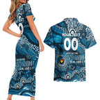 Custom NAIDOC Week 2024 Blues Couples Matching Short Sleeve Bodycon Dress and Hawaiian Shirt Aboriginal Animals Keep The Fire Burning