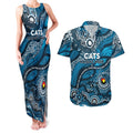 Custom NAIDOC Week 2024 Blues Couples Matching Tank Maxi Dress and Hawaiian Shirt Aboriginal Animals Keep The Fire Burning
