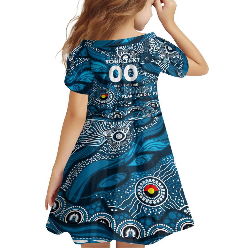 Custom NAIDOC Week 2024 Blues Family Matching Long Sleeve Bodycon Dress and Hawaiian Shirt Aboriginal Animals Keep The Fire Burning