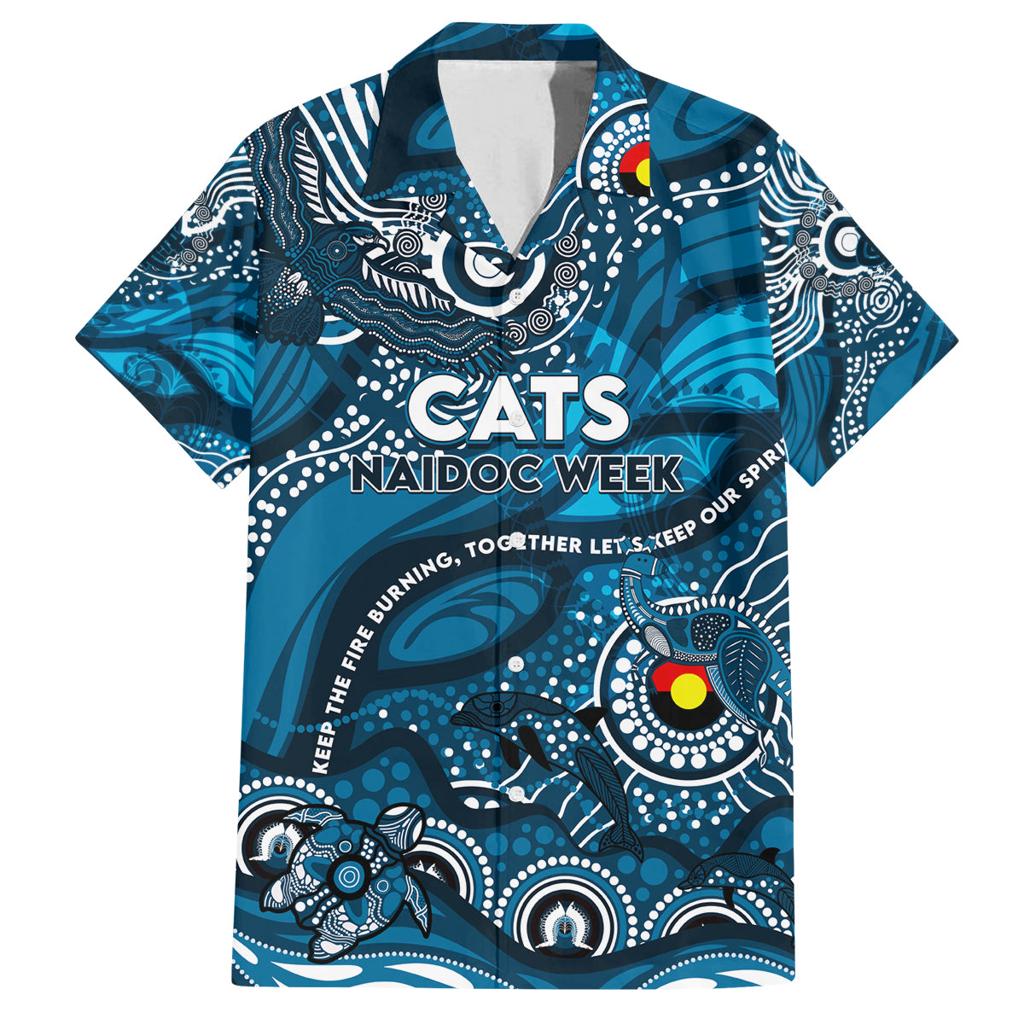 Custom NAIDOC Week 2024 Blues Family Matching Long Sleeve Bodycon Dress and Hawaiian Shirt Aboriginal Animals Keep The Fire Burning
