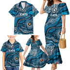 Custom NAIDOC Week 2024 Blues Family Matching Mermaid Dress and Hawaiian Shirt Aboriginal Animals Keep The Fire Burning