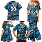 Custom NAIDOC Week 2024 Blues Family Matching Mermaid Dress and Hawaiian Shirt Aboriginal Animals Keep The Fire Burning